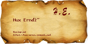 Hux Ernő névjegykártya